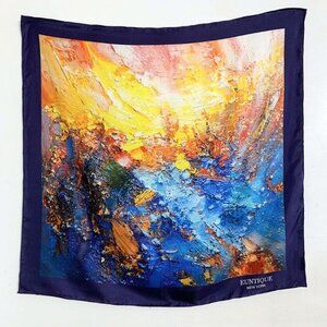 Luxury Euntique 100% Silk Twill Scarf with Hand-Rolled Edges – 90×90 cm Square